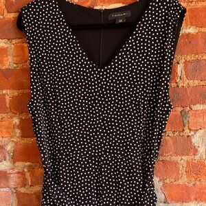 Tahari B&W Polka Dot Cropped Jumpsuit with Tie Waist
